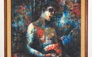 Phyllis McLEAN: Girl with Mandolin - Oil on Canvas