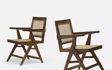 Pierre Jeanneret, Y-frame armchairs, Chandigarh, pair