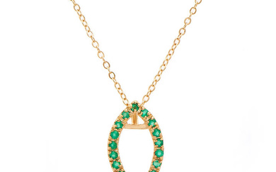 Plated 18KT Yellow Gold 1.02ctw Green Agate Pendant with Chain