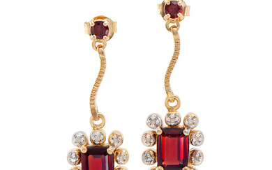 Plated 18KT Yellow Gold 1.93ctw Garnet and Diamond Earrings