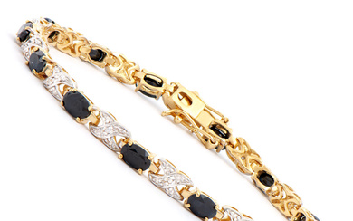 Plated 18KT Yellow Gold 8.25ctw Black Sapphire and Diamond Bracelet