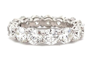 Platinum 5.03 Carats Diamond Eternity Wedding Ring H-I SI1-2 0.33 Points Each
