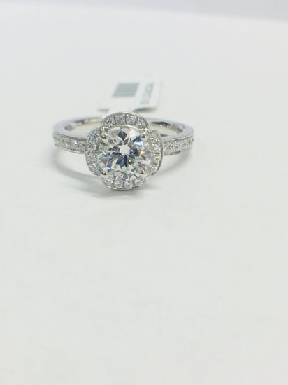 Platinum Diamond Art Deco style Ring,0.50ct brilliant cut...