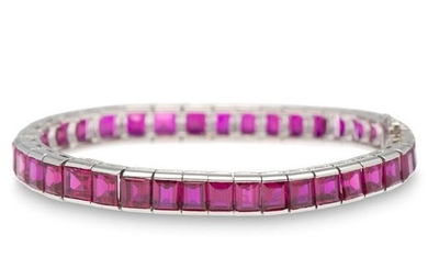 Platinum Synthetic Ruby Bracelet
