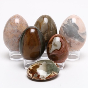 Polished Septarian Eggs with Stands and Worry Stone