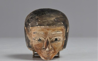 Polychromed stone head (fragment) Egypt probably Late Period