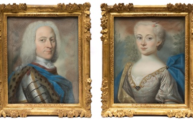 Portret van Jules FranÃ§ois De Robineau (1738-1806) Seigneur de Villemont en zijn vrouw Marie-Madeleine Boullet...