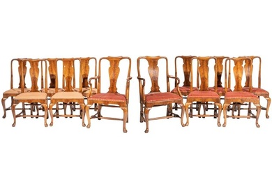Queen Anne-Style Carved Mahogany Dining Chairs