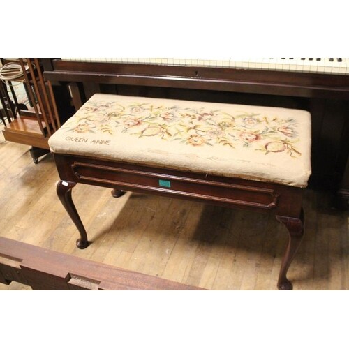 Queen Anne Style Duet Piano Stool With Tapestry Upholstered ...