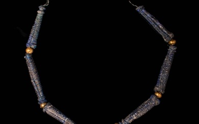 RARE ETRUSCAN NECKLACE WITH GOLD SUN PENDANT
