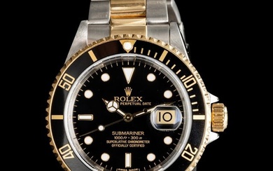 ROLEX, REF. 16613 STAINLESS STEEL AND 18K YELLOW GOLD 'SUBMARINER' DATE WATCH