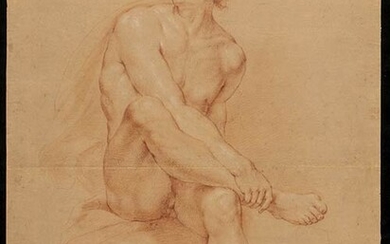 ROMAN SCHOOL, 18th CENTURY Study of a sitting nude male...