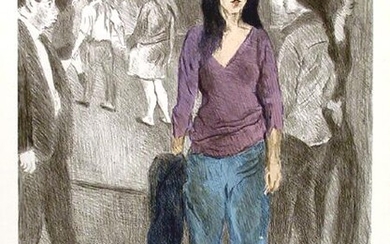 Raphael Soyer, Passing By (Street Scene #3), Lithograph