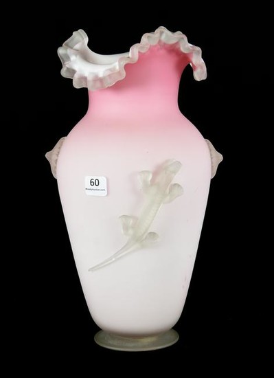Rare Vase, Phoenix Art Glass, Pink To White Satin