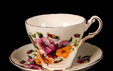 Regency Bone China Teacup and Saucer, Pansy Pattern