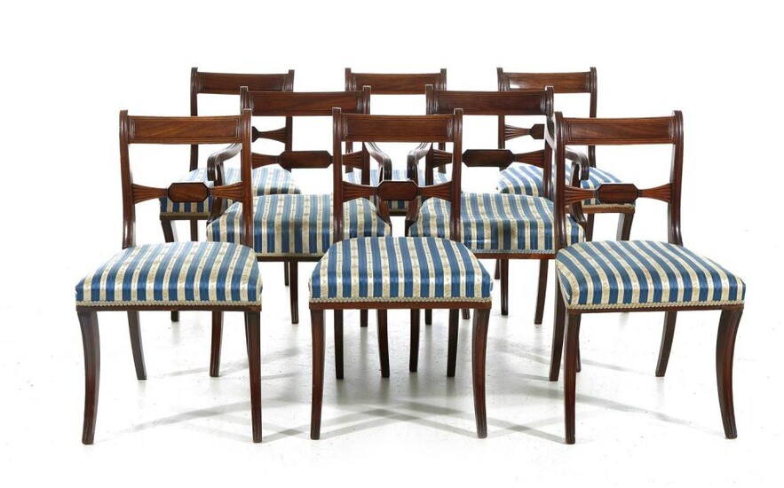 Regency carved mahogany dining chairs (8pcs)