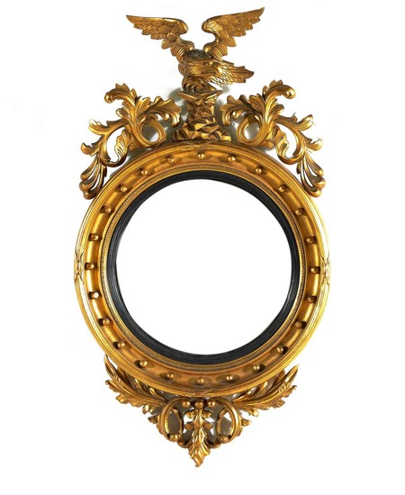Regency style giltwood bull's eye mirror