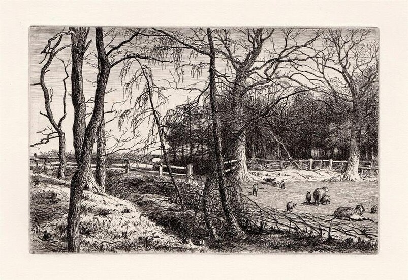 Richard Samuel Chattock When Rose Plumelets Tuft the Larch 1873 etching
