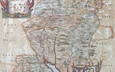 Robert Morden (1650-1703) hand coloured map of Hampshire, 34...