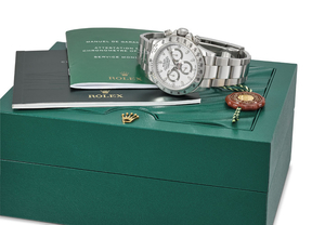 Rolex. A stainless steel automatic chronograph wristwatch with bracelet and white ‘APH’ dial, SIGNED ROLEX, OYSTER PERPETUAL, COSMOGRAPH, DAYTONA, REF. 116520, CASE NO. 558637A7, CIRCA 2015