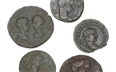 Roman Empire, 5 provincial coins from, among others Gordian III and Philippus...