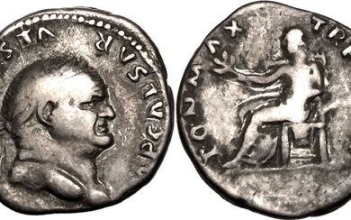 Roman Empire Vespasian AD 75 AR Denarius Very Fine