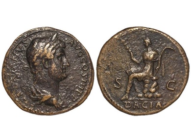Roman Imperial: Hadrian AE Sestertius, Rome 136 AD, Dacia se...