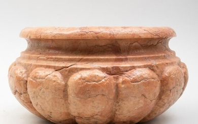 Roman Style Gadroon Carved Marble Vessel