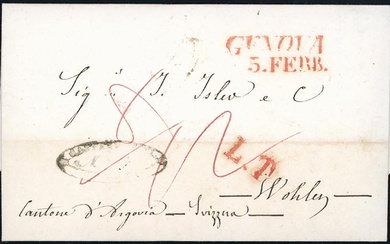 SARDEGNA-SVIZZERA 1846 - Lettera prefilatelica da Genova 5/2/1846 a Wohlen,...