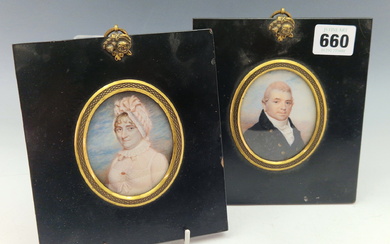 SIR CHARLES HAYTER (1761-1835), PORTRAIT MINIATURES OF WILLIAM AND OF MARY COX, DATED 1808 AND