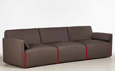 SOFA, 3-seater, Magis, Contemporary, Italy, Upholstered gray textile upholstery, orange details.