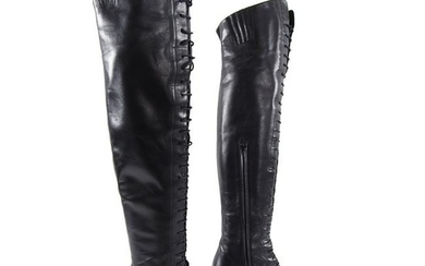 Saint Laurent Over the Knee Babies Leather Lace Up