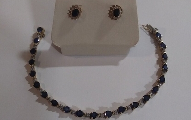 Sapphire and Diamond Tennis bracelet and earrings