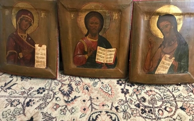 Set of 3 icons “Jesus “St Maria and John Baptist