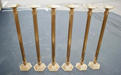 Set of 6 Bronze Excelsis Church Altar Candlesticks + 44