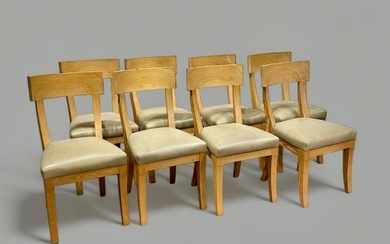 Set of Eight Cerused Oak Dining Chairs, Dakota Jackson