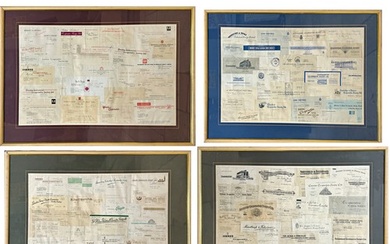 Set of four collages of vintage receipts from famous retaile...