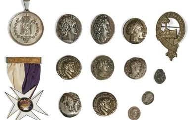 Seven Greco Roman silver coins & medals