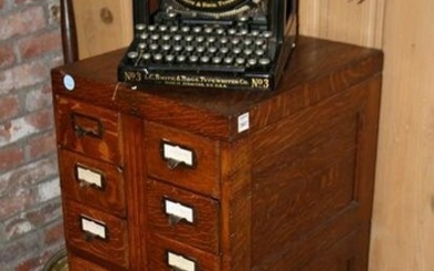 Shaw Walker Oak Card File Cabinet and Typewriter