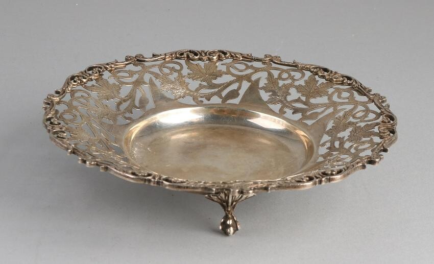 Silver sawn bowl, BWG, with beautiful floral decor with