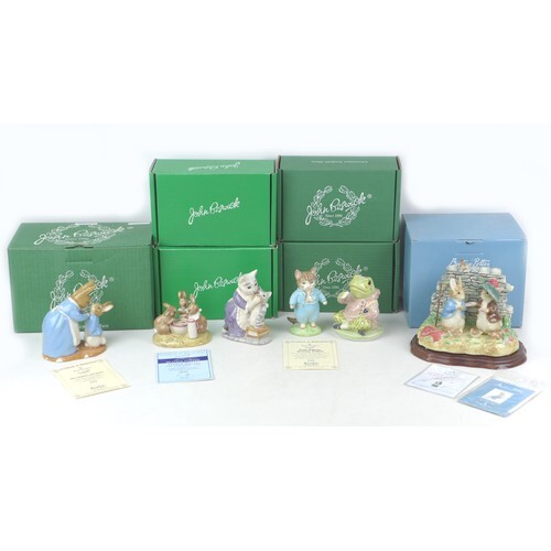 Six limited edition Beatrix Potter figurines, comprising fiv...