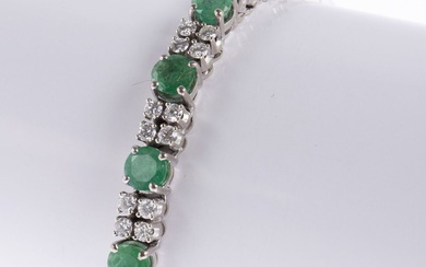 Smaragd-Brillant-Armband Weißgold 585.