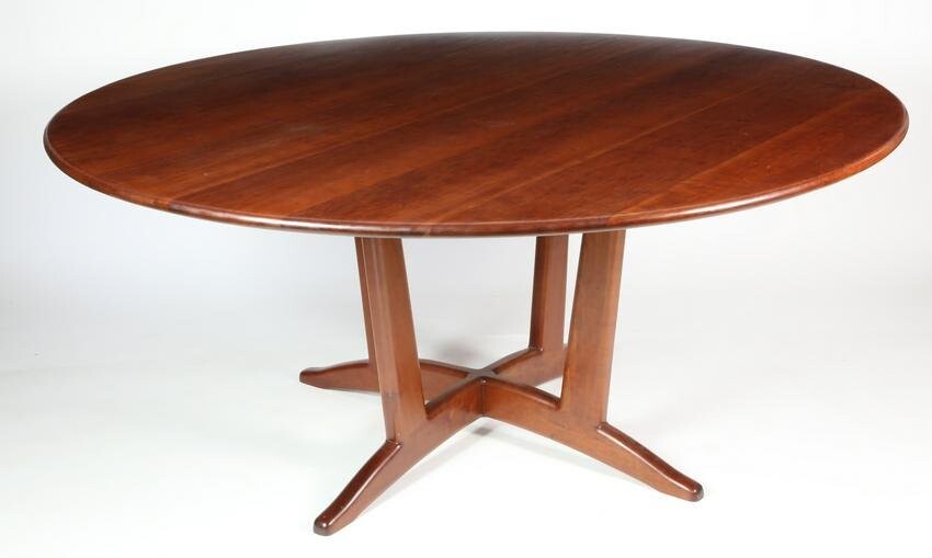 Stephen Swift Cherry Crossed Base Round Dining Table, 20th Century