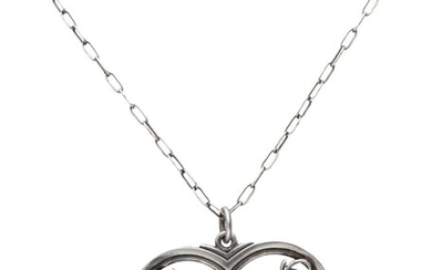 Sterling silver necklace with no.97 'Robin in a Heart' pendant by Arno Malinowski for Georg...