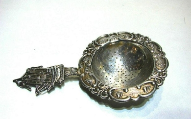 TEA STRAINER SILVER PLATED ANTIQUE STAMPED STYLISH WITH