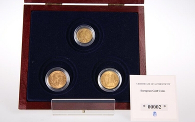 THREE FRENCH GOLD COINS, comprising 1877 twenty francs