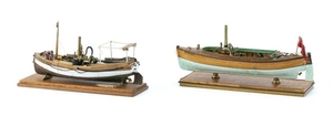 TWO WELL-DETAILED MINIATURE MODELS The British steam launch Revenge and the African Queen. Largest length 6". Provenance: A Prominen...