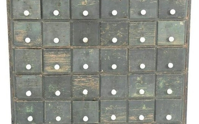 Thirty-Six Drawer Apothecary Cabinet with porcelain