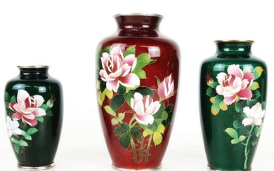 Three Graduated Enamel Vases