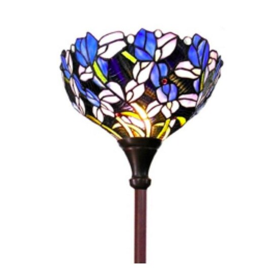 Tiffany-style Iris Torchiere Floor Lamp